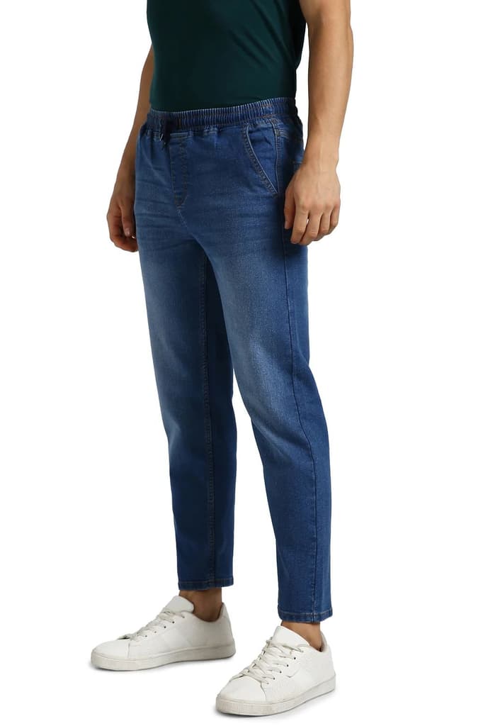 Men's Blue Regular Fit Washed Jogger Jeans Stretchable — photo 2