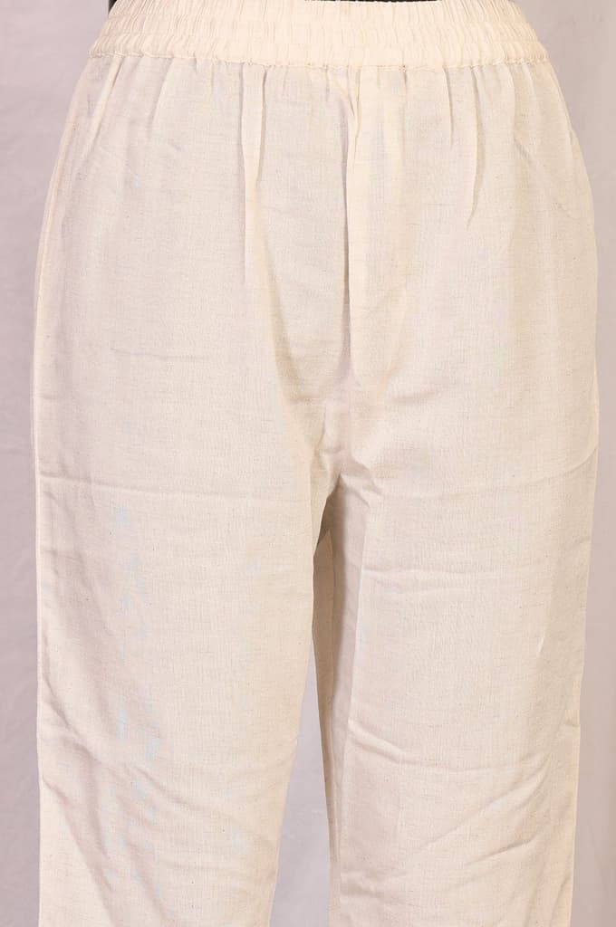 Beige Embroidered Rayon Straight Kurta with Pants Set — photo 6