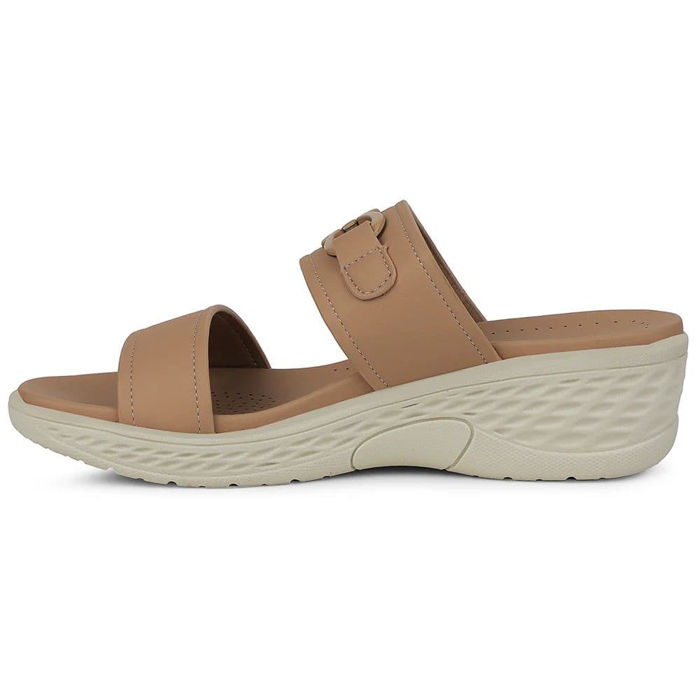 Healers Beige Wedge Heel Sandal For Women ZQ-FD-50 By Liberty — photo 3