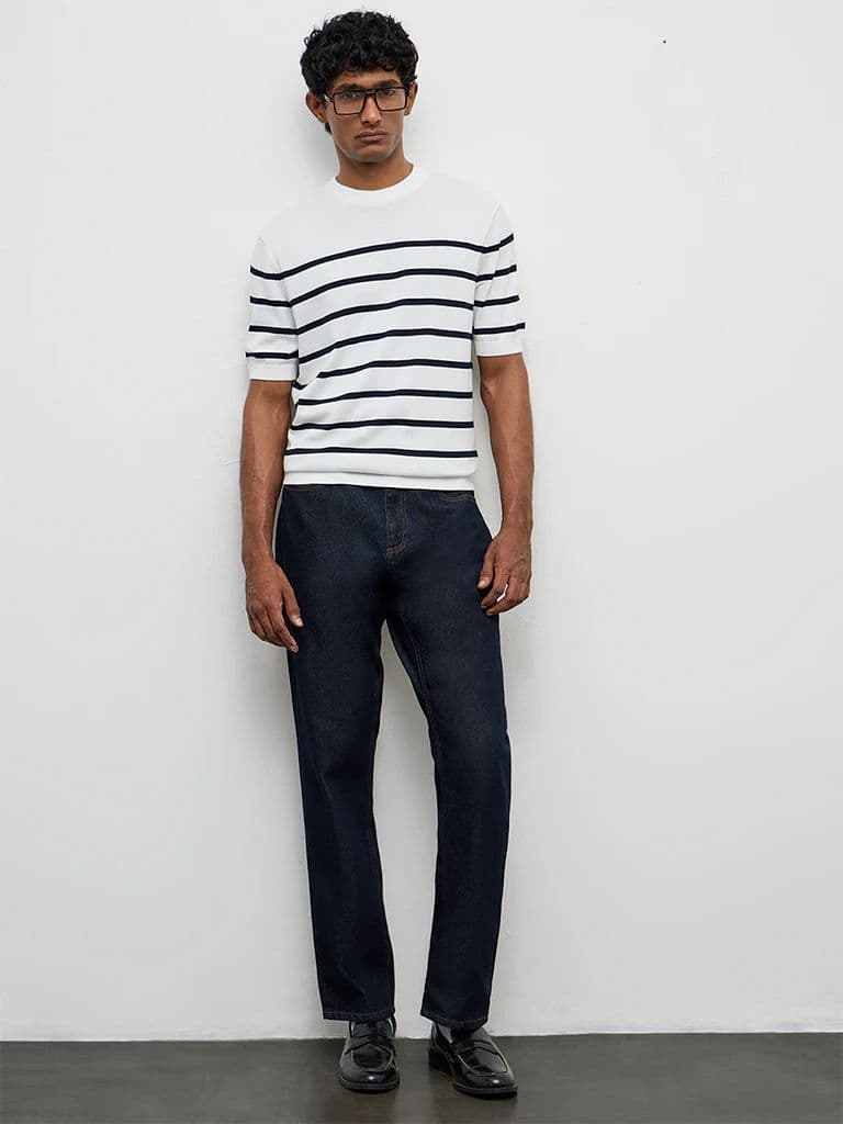 Ascot White Striped Relaxed-Fit Cotton T-Shirt — photo 3
