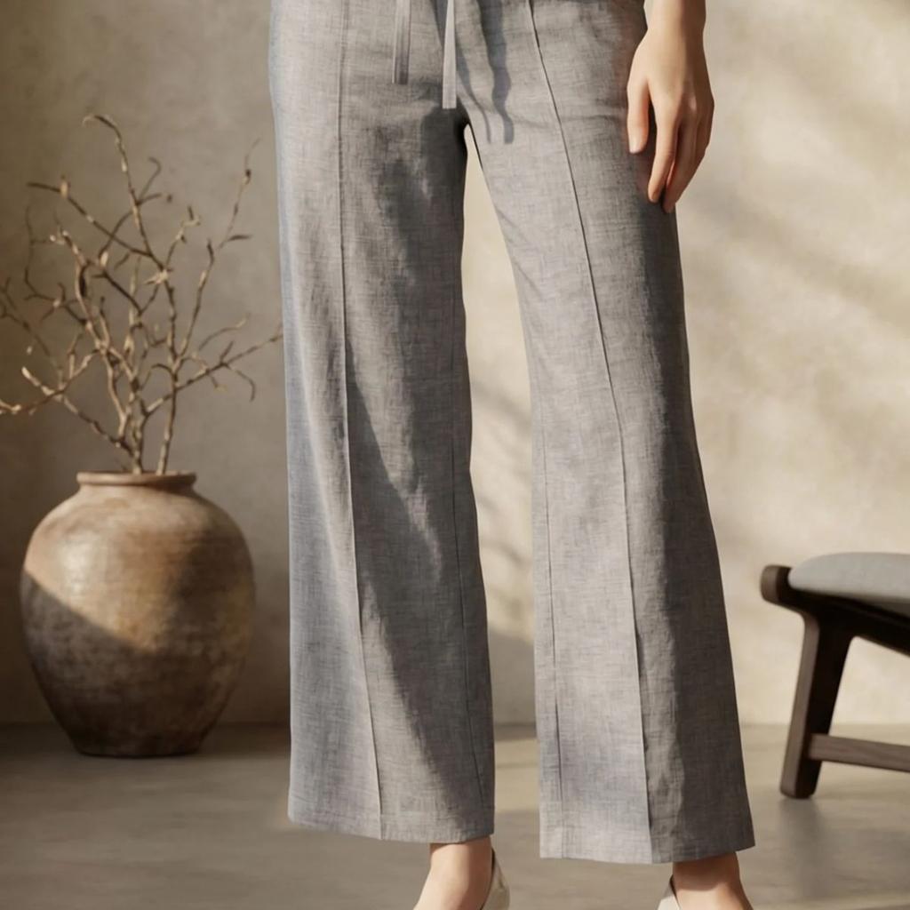 Elleven Women's Grey Yarn Dyed Denim Palazzo