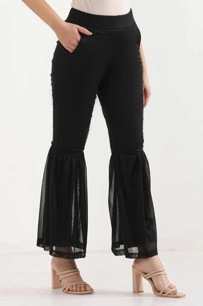 Black Printed Flared Sharara With Elasticated Waist — photo 5