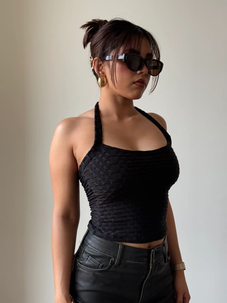 Jacquard Honey Luxe Halter Top — photo 8