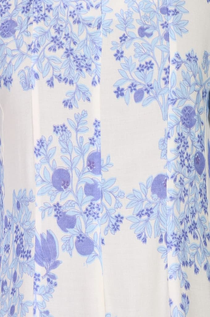 White Floral Printed Cotton Flax Flared Kurta — photo 3