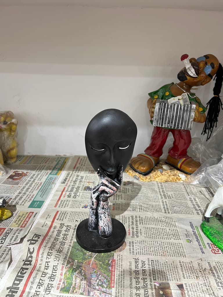 Black Mask with Hands | Sculpture | Wood | Black