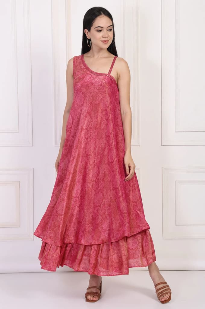 Pink Sequined A-Line Tissue Dress — photo 2