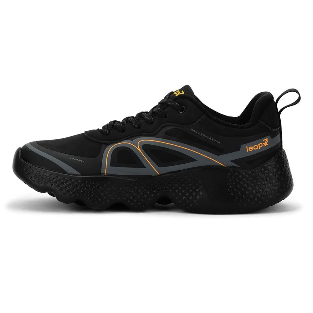 Leap7x Black Sports Lacing Running Shoes For Men WATSON-1E By Liberty — photo 3
