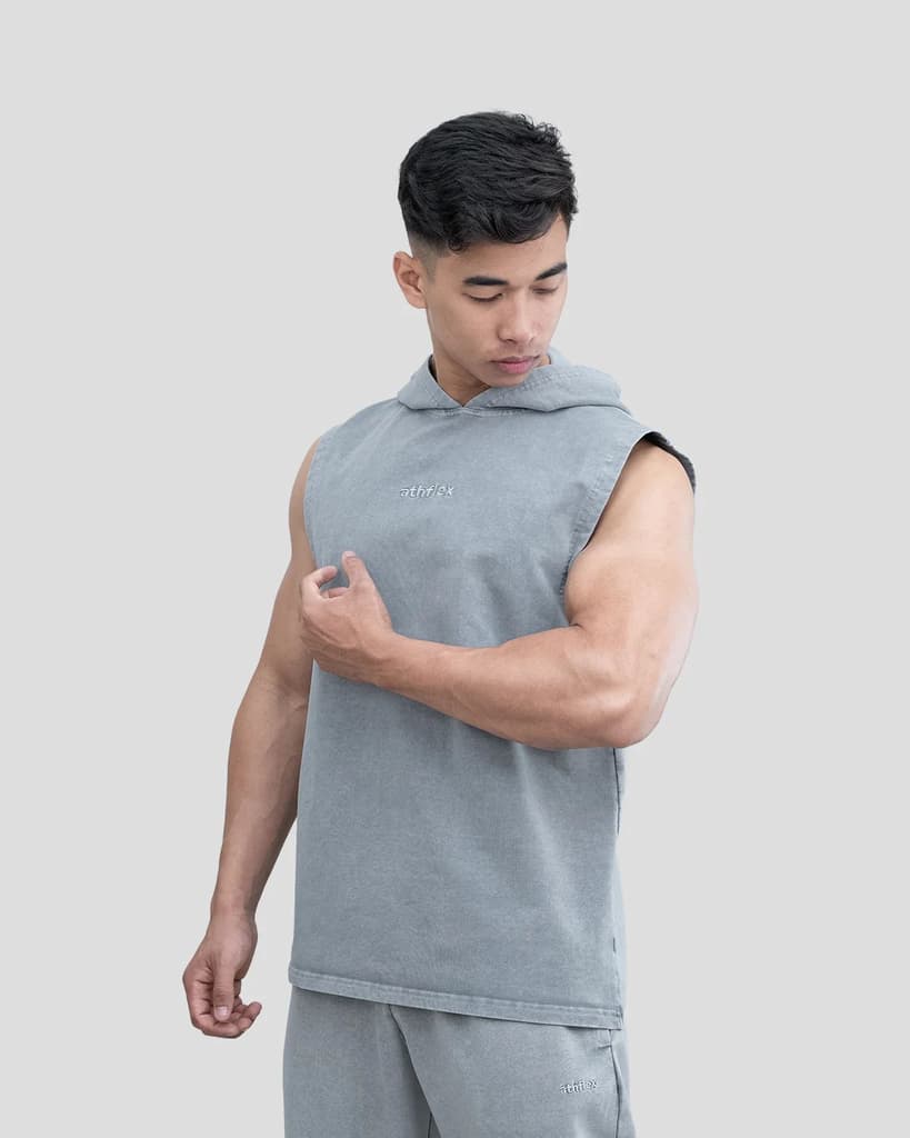 Acid Wash Sleeveless Hoodie — photo 2