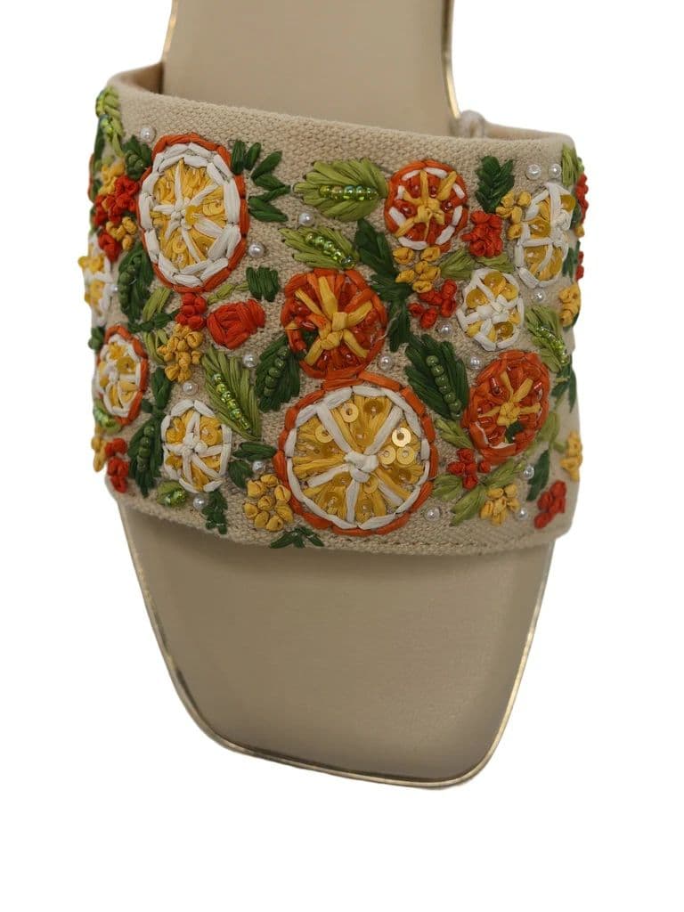 LUNA BLU Multicolor Floral-Embroidered Square Toe Slides — photo 4