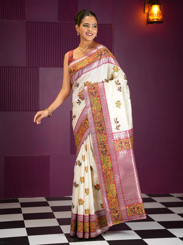 Mimosa Women's Woven Design Banarasi Style Art Silk Saree With Blouse Piece : SA00001992HWFREE — photo 3