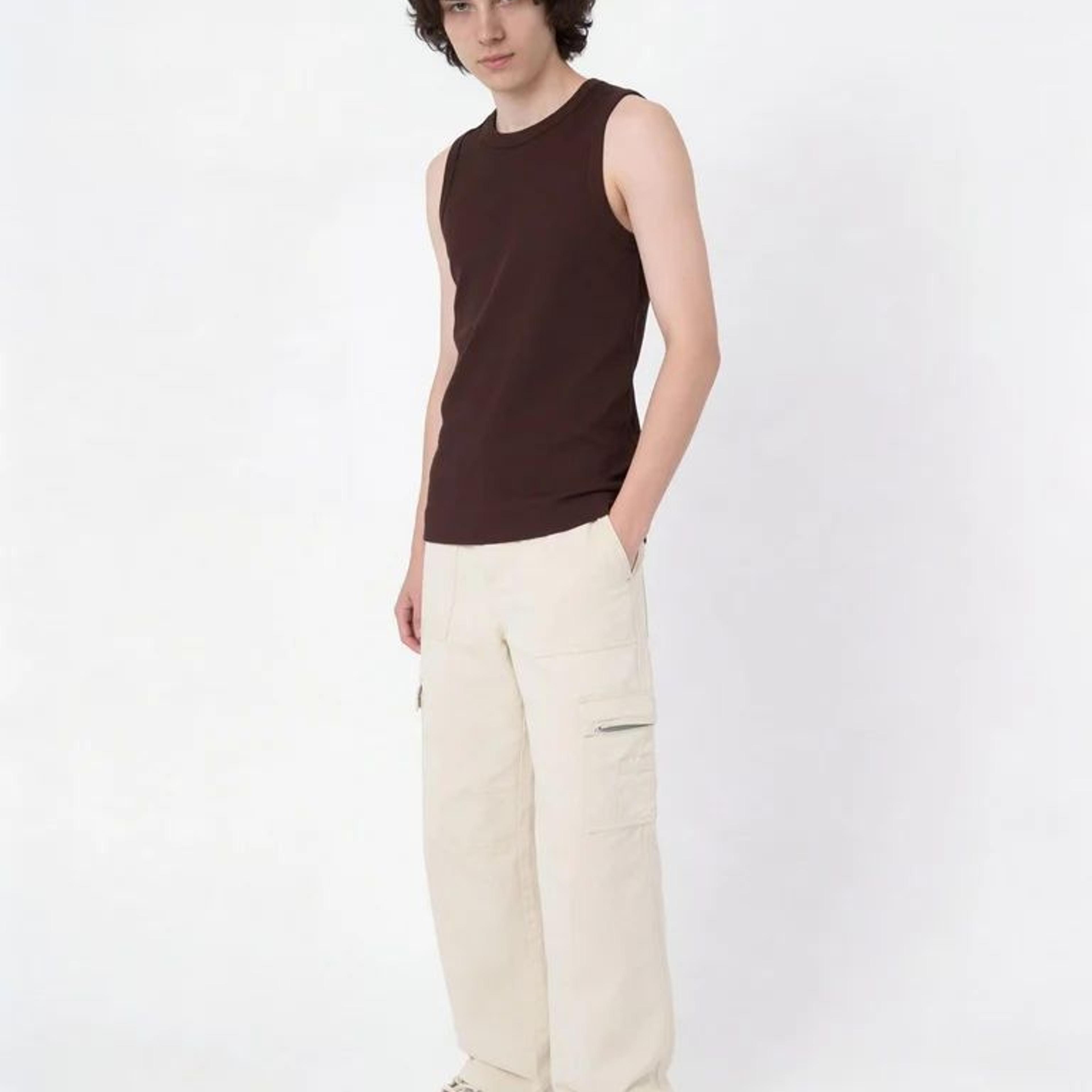 Y&F Kids Boys Brown Slim-Fit Cotton-Blend Vest