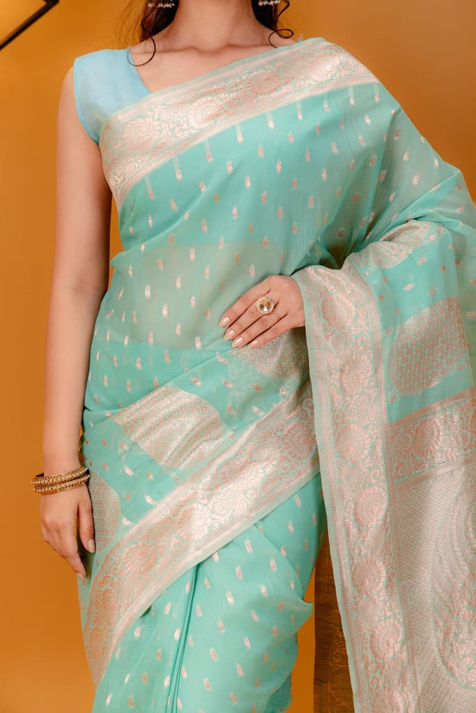 Mimosa Women's Woven Design Banarasi Style Art Silk Saree With Blouse Piece : SA00001779RMFREE — photo 3