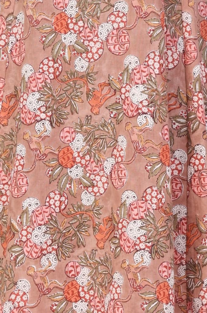 Peach Block Printed Pure Cotton A-line Dress — photo 3