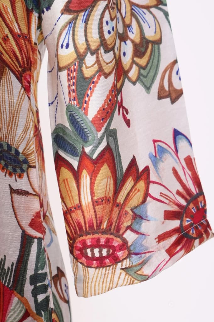 Off White Bold Floral Embroidered Straight Kurta — photo 6