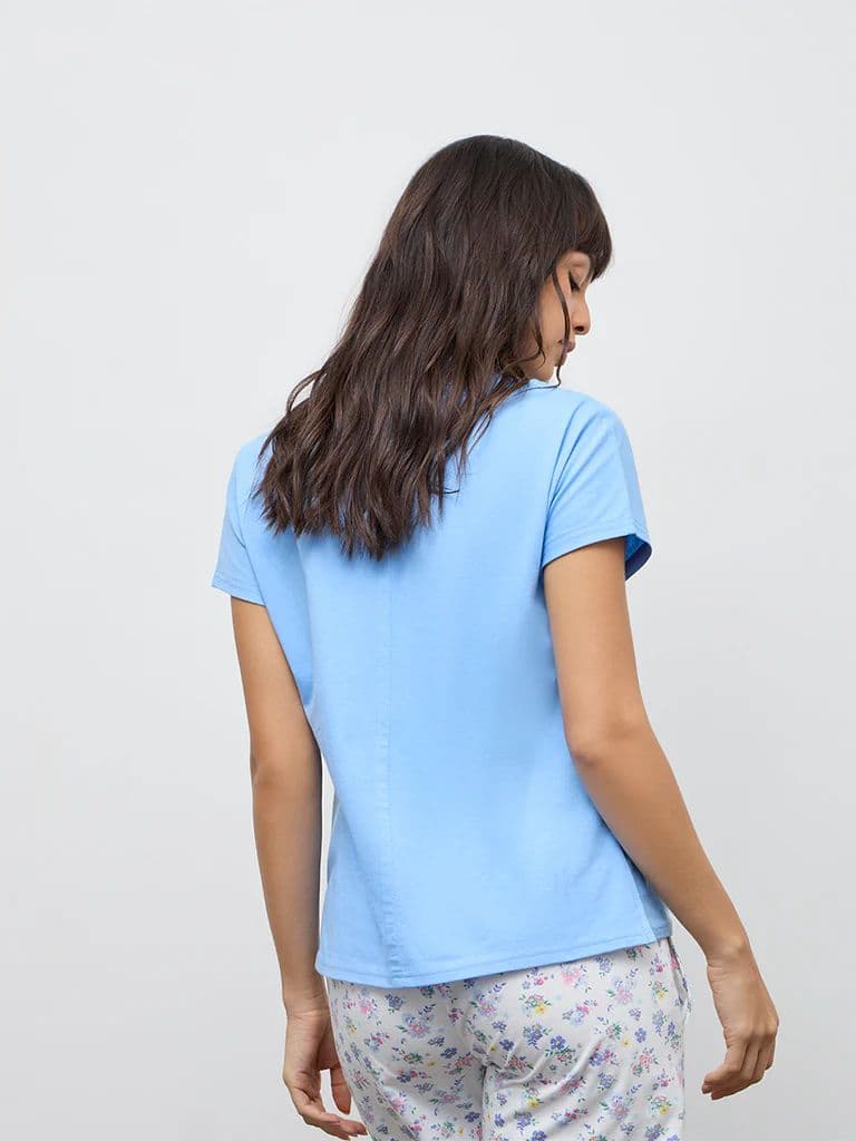 Wunderlove Blue Cotton T-Shirt — photo 4