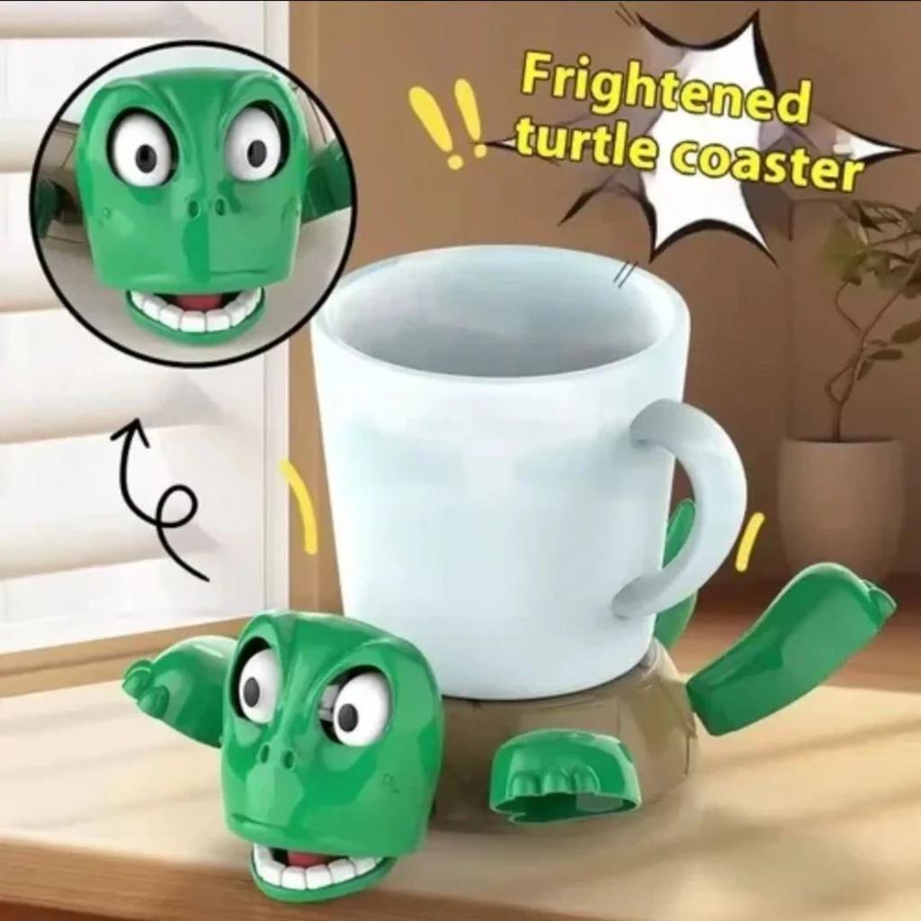 Turtle Funny Coaster – Hilariously Quirky Frightened Turtle Mug Mat — photo 3