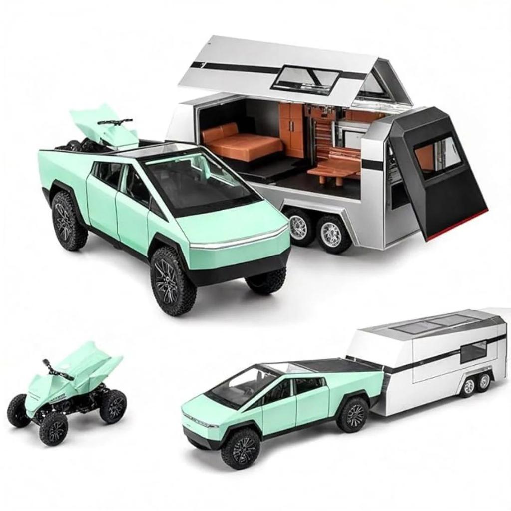 Die-Cast RV Trailer | 1 : 32 Pickup Truck with Motorcycle — photo 2