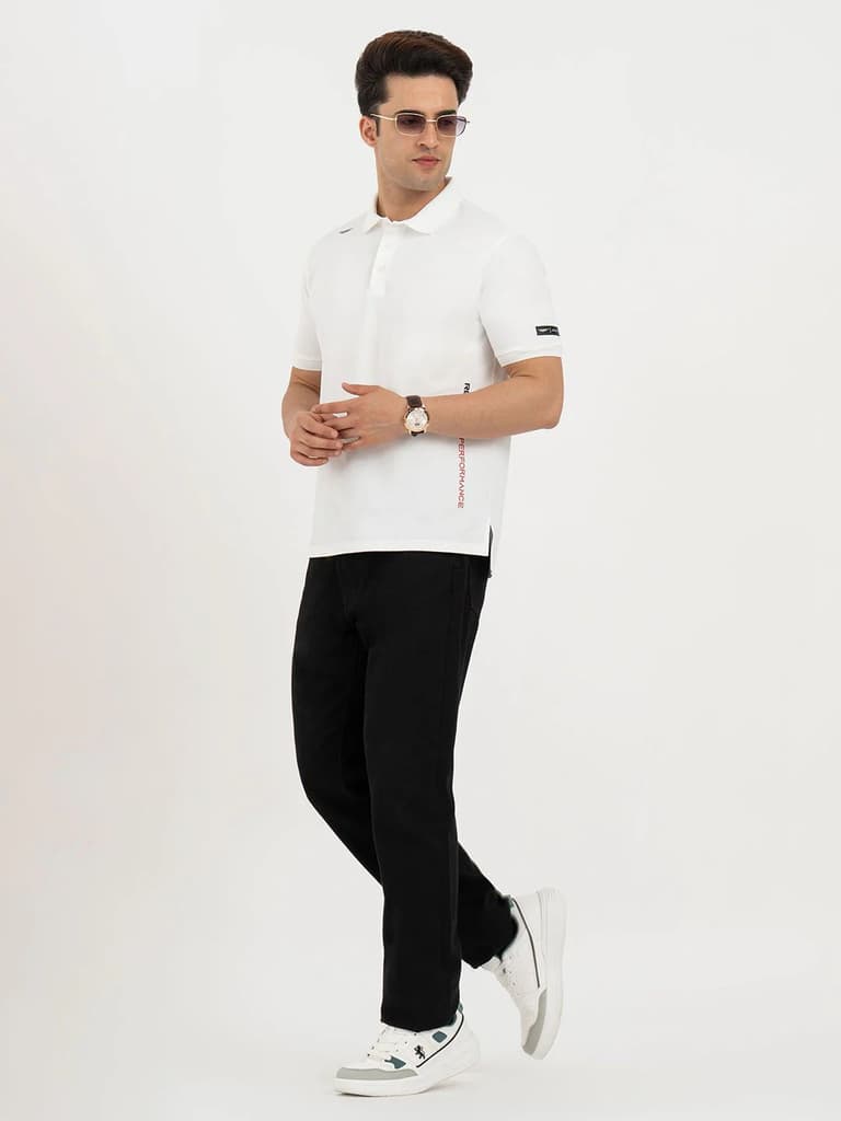 T Shirts for Men in Forest Green | Jacquard Collar Polo T Shirt — photo 5