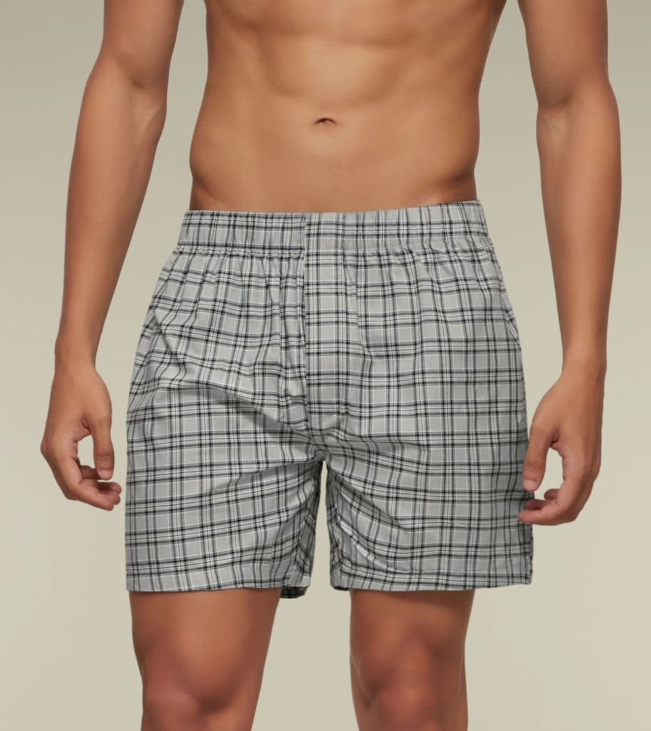 Checkmate Combed Cotton Boxers Steely