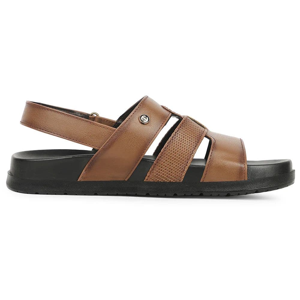 Healers Tan Casual Flat Sandal for Men LEEKSER-1E by Liberty — photo 3