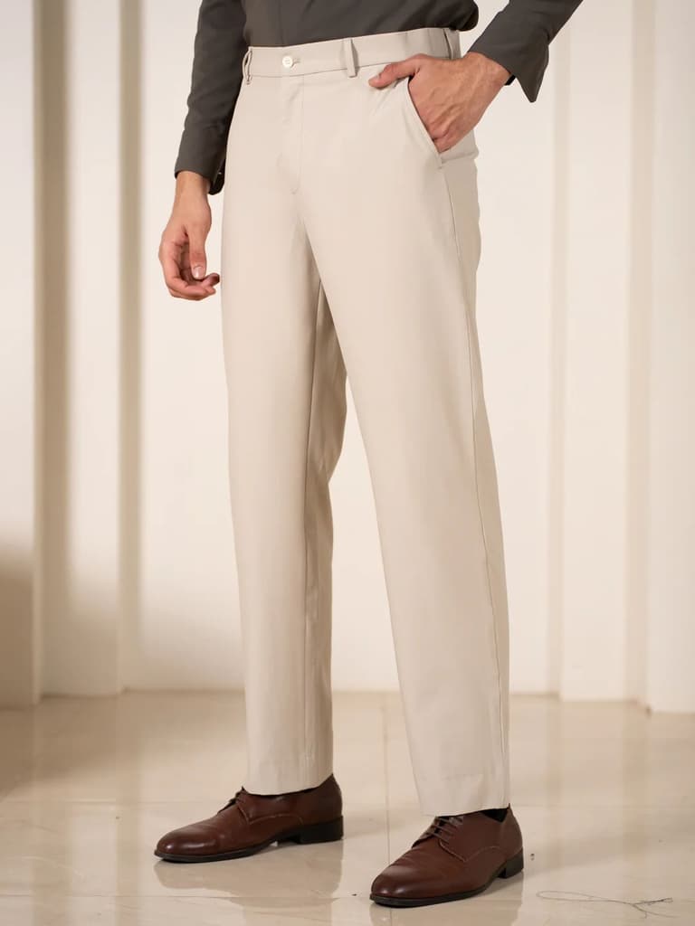 Essential Beige 925 Relaxed Fit Smart Formal Trousers — photo 5