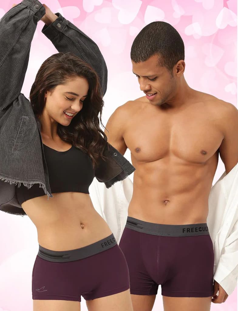 Men's Trunk & Women's Boy Shorts (Pack of 2) — Sangria Wine / S / S