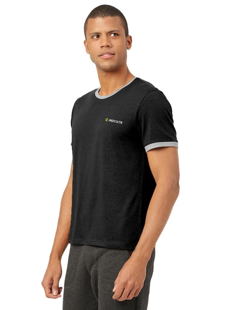 Black Men's Organic Bamboo Casual Tees - Crew Neck (Pack Of 1) — photo 3