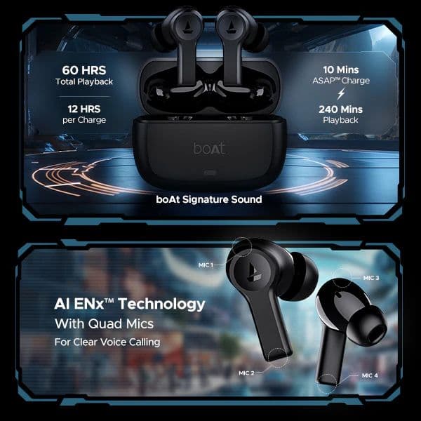 boAt Airdopes Flex 454 ANC | Wireless Earbuds with Active Noise Cancellation up to 32dB, BEAST™ Mode, 10mm Drivers, ASAP™ Charge — photo 3