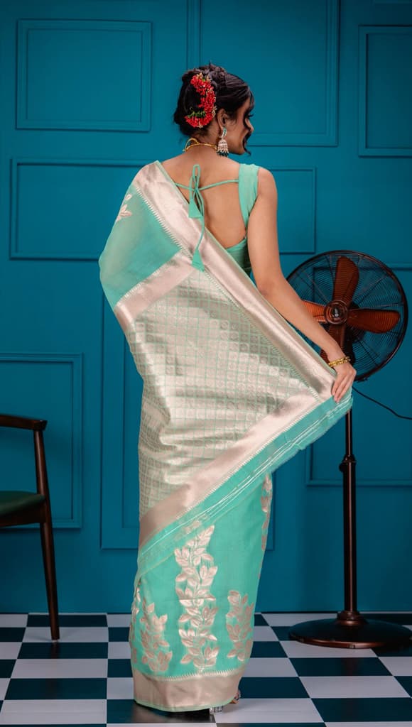 Mimosa Women's Woven Design Banarasi Style Art Silk Saree With Blouse Piece : SA00001765RMFREE — photo 6