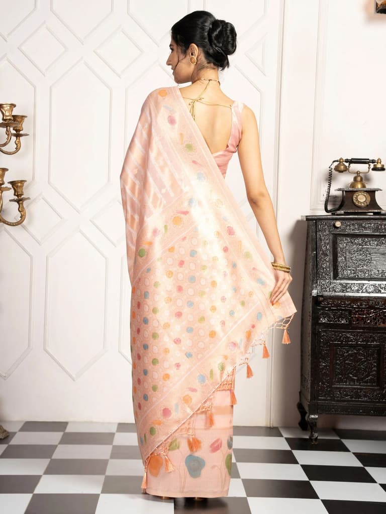 Mimosa Women's Woven Design Banarasi Style Art Silk Saree With Blouse Piece : SA00002064PNKFREE — photo 4