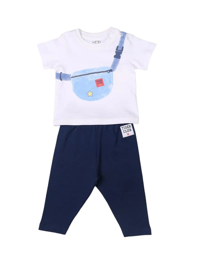 HOP Baby Boys Multicolour Printed Cotton T-Shirt and Pants Set — photo 2