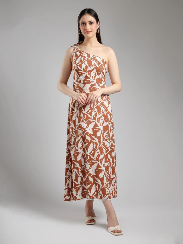 Alizeh One Shoulder Dress- Printed