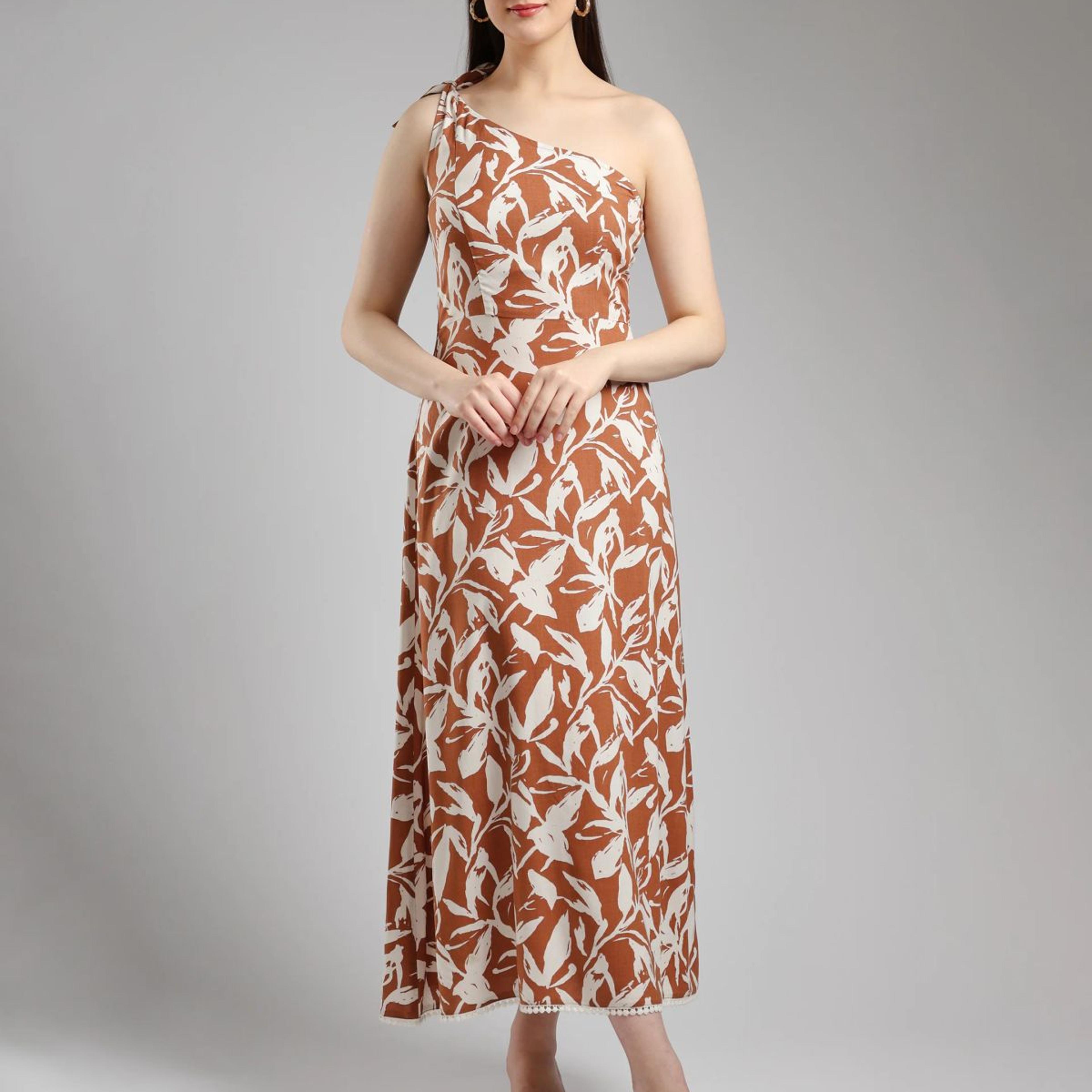 Alizeh One Shoulder Dress- Printed