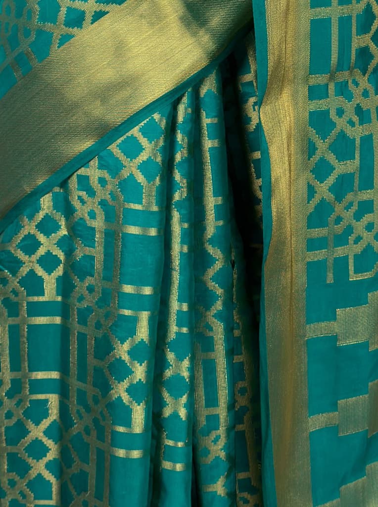 MIMOSA Women's Woven Design Banarasi Style Art Silk Saree with Blouse Piece - Saffire ( SA00003121SFFREE ) — photo 6