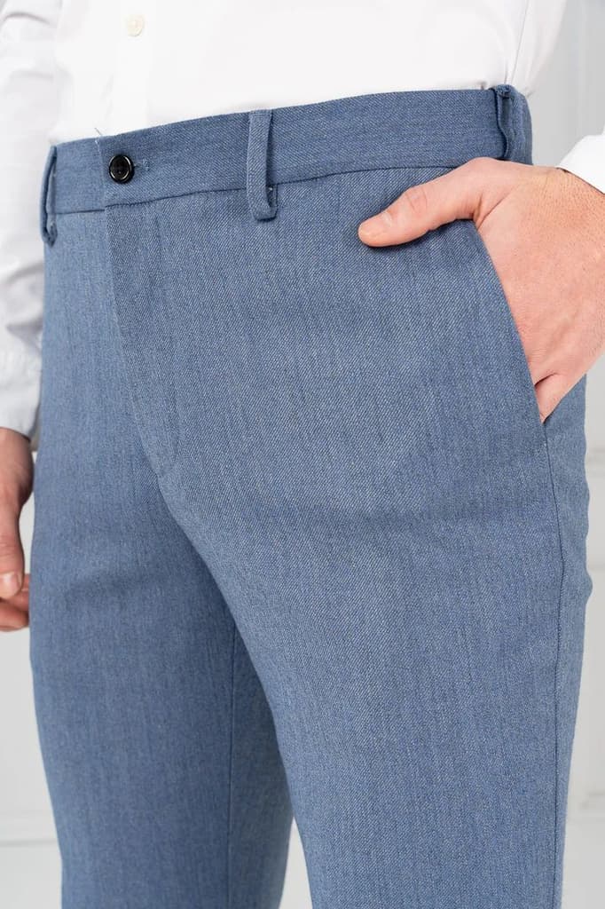 Marina Blue Merino Wool Twill Pant