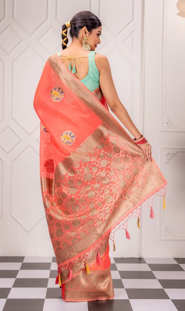 Mimosa Women's Woven Design Banarasi Style Art Silk Saree With Blouse Piece : SA00001758GJFREE — photo 6