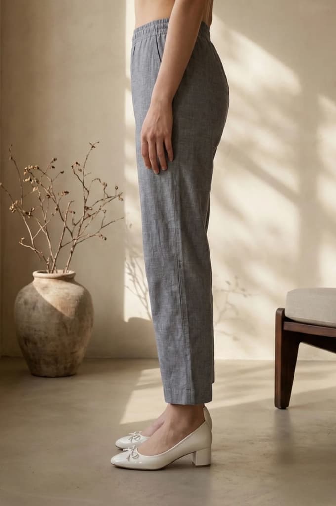 Elleven Women's Grey Yarn Dyed Denim Palazzo — photo 2
