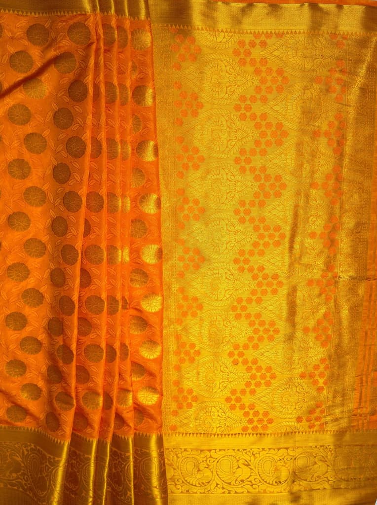 MIMOSA Women's Woven Design Kanjivaram Style Art Silk Saree with Blouse Piece - Gold ( SA00003146GDFREE ) — photo 6