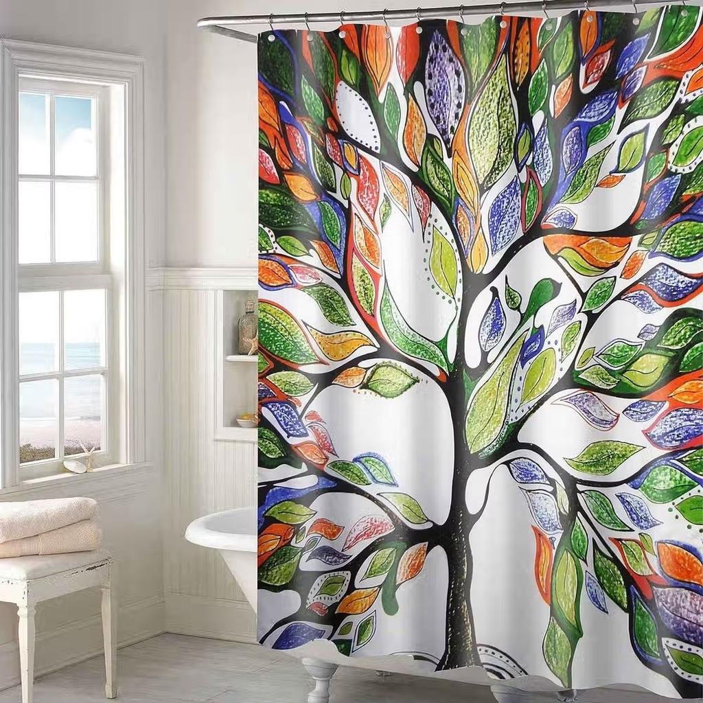 Lushomes Shower Curtain - Multi | Tree Printed | 12 Eyelets | 12 Hooks | 6 x 6.5 ft — photo 3