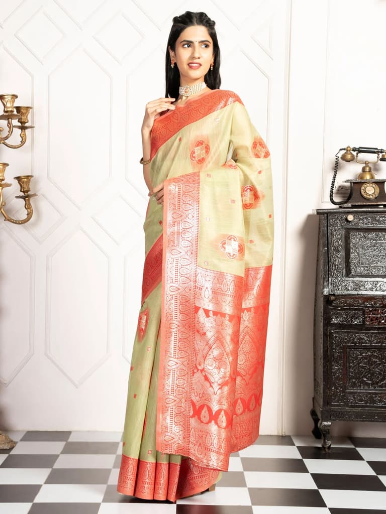 Mimosa Women's Woven Design Kanjivaram Style Art Silk Saree With Blouse Piece : SA00002066PSFREE — photo 3