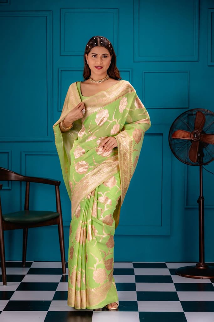 Mimosa Women's Woven Design Banarasi Style Art Silk Saree With Blouse Piece : SA00001764PSFREE — photo 5