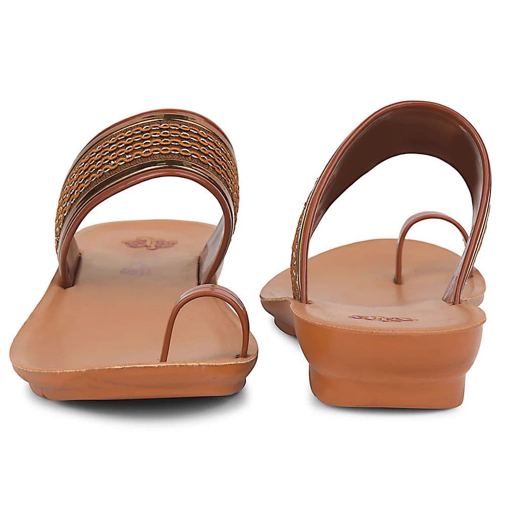 A-HA Tan Casual Toe Ring Slipper For Women LPU-14 By Liberty — photo 6