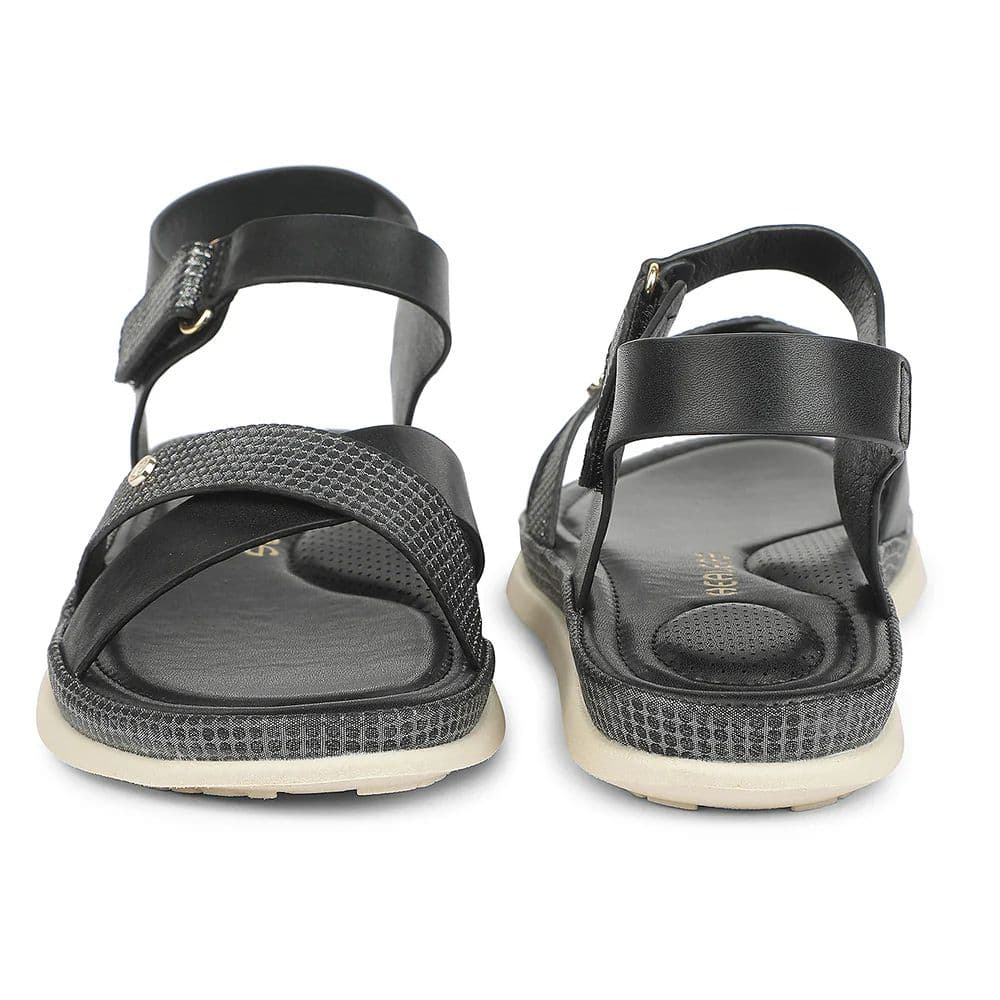 Healers Black Casual Flat Sandal for Women GLF-1 by Liberty — photo 6