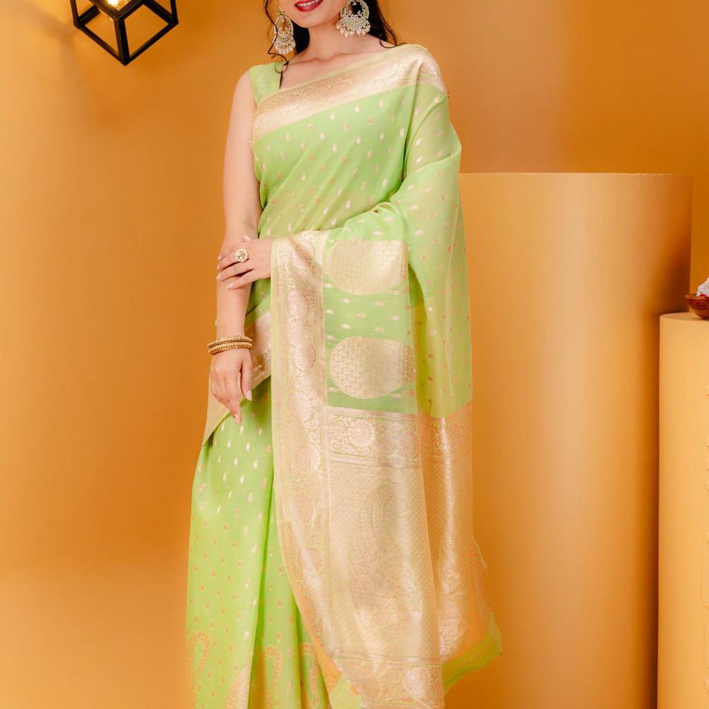 Mimosa Women's Woven Design Banarasi Style Art Silk Saree With Blouse Piece : SA00001779PSFREE