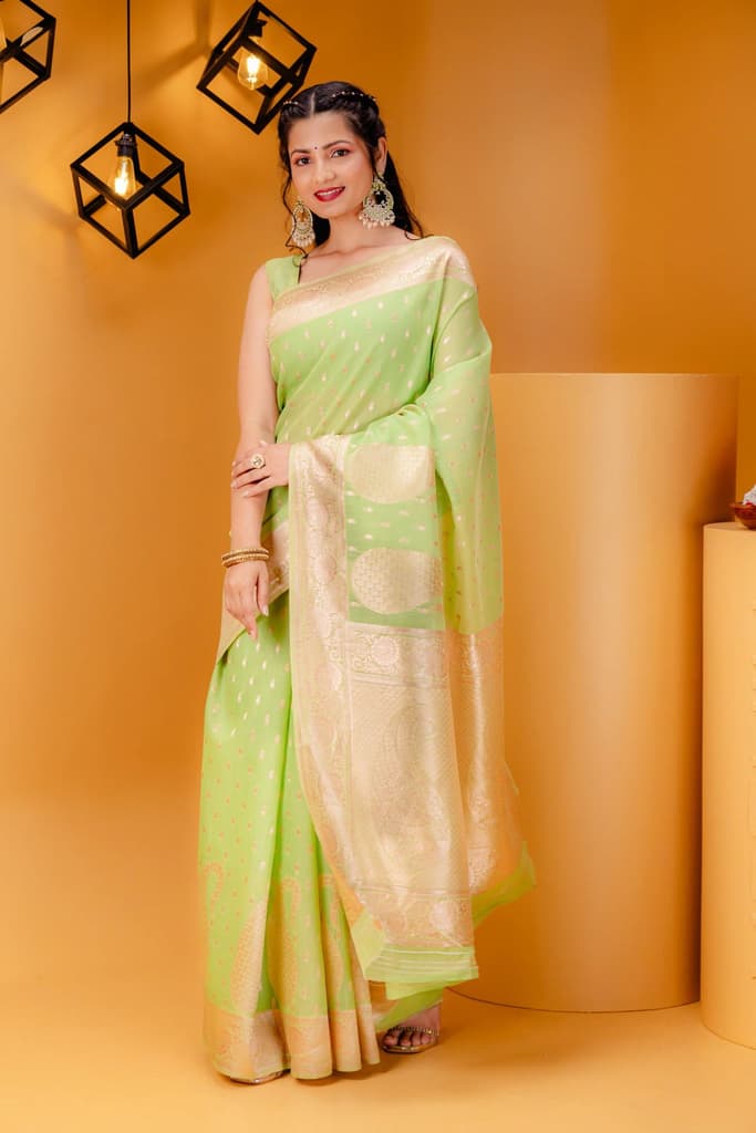 Mimosa Women's Woven Design Banarasi Style Art Silk Saree With Blouse Piece : SA00001779PSFREE — Pista