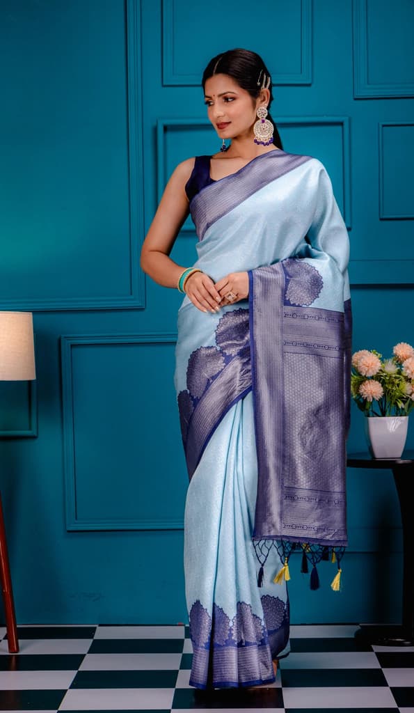Mimosa Women's Woven Design Banarasi Style Art Silk Saree With Blouse Piece : SA00001803SFFREE — Saffire