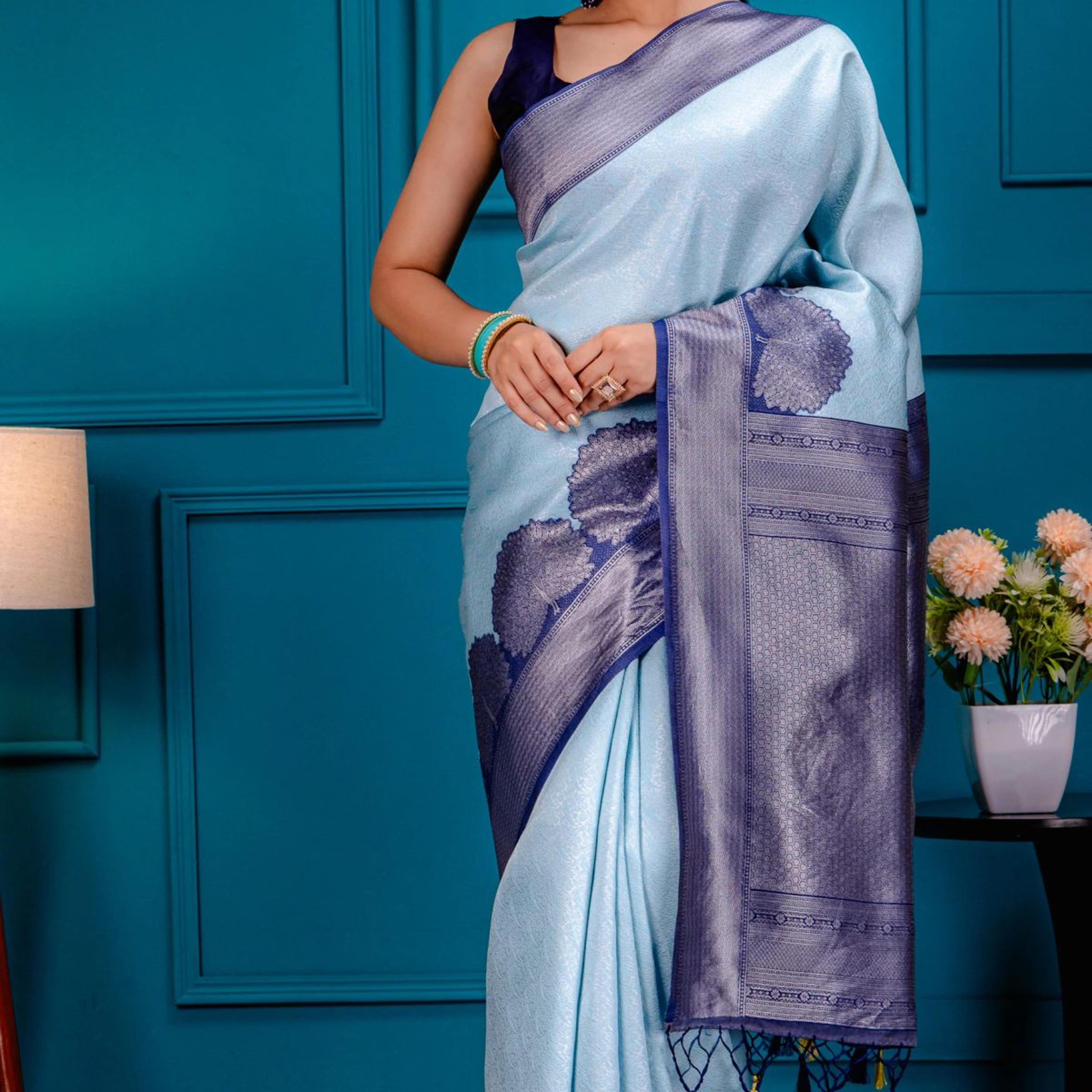 Mimosa Women's Woven Design Banarasi Style Art Silk Saree With Blouse Piece : SA00001803SFFREE