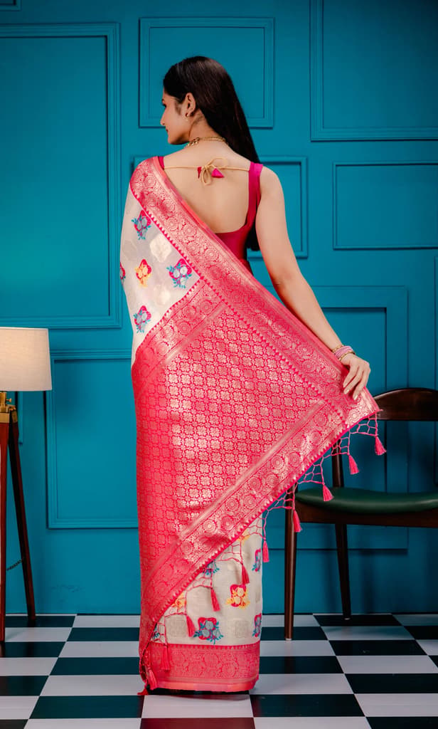 Mimosa Women's Woven Design Kanjivaram Style Art Silk Saree With Blouse Piece : SA00001624HWFREE — photo 6