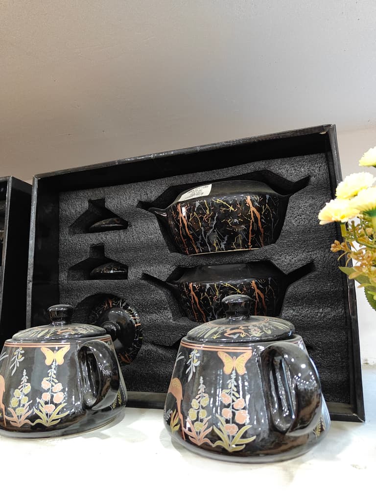 Tea Kettle Set | Ceramic | White | Black