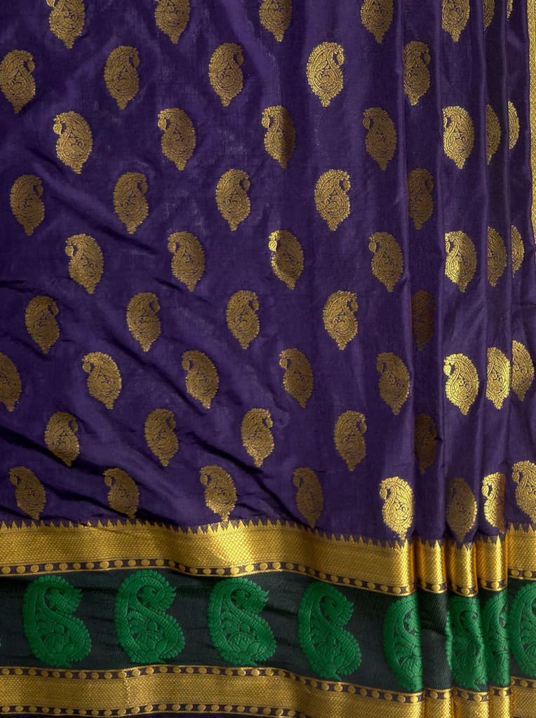 MIMOSA Women's Woven Design Kanjivaram Style Art Silk Saree with Blouse Piece - Navy ( SA00003149NVFREE ) — photo 5